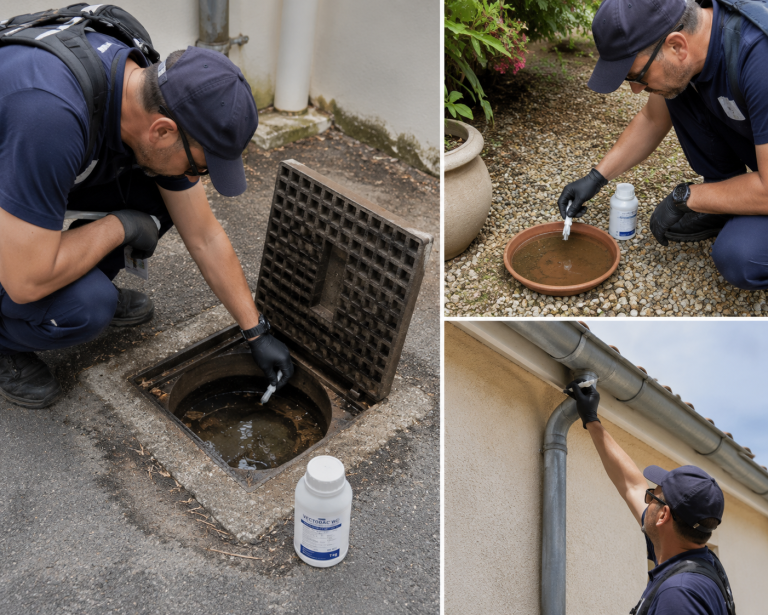Contrôle d'un point d'eau stagnante autour d'une maison
